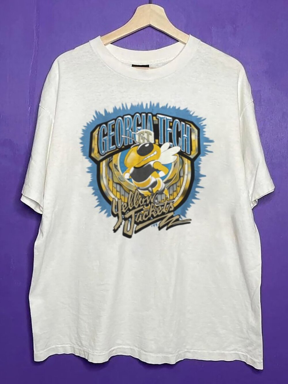 Vintage 90s Georgia Tech Yellow Jackets NCAA T-Shirt, Georgia Tech Yellow Shirt